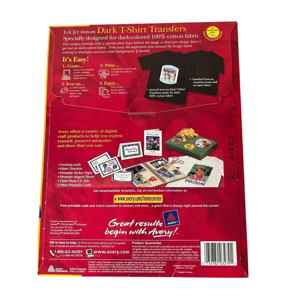 Lot of 2 Inkjet Iron-On T-Shirt Transfer Paper Avery & OfficeMax Dark/Light